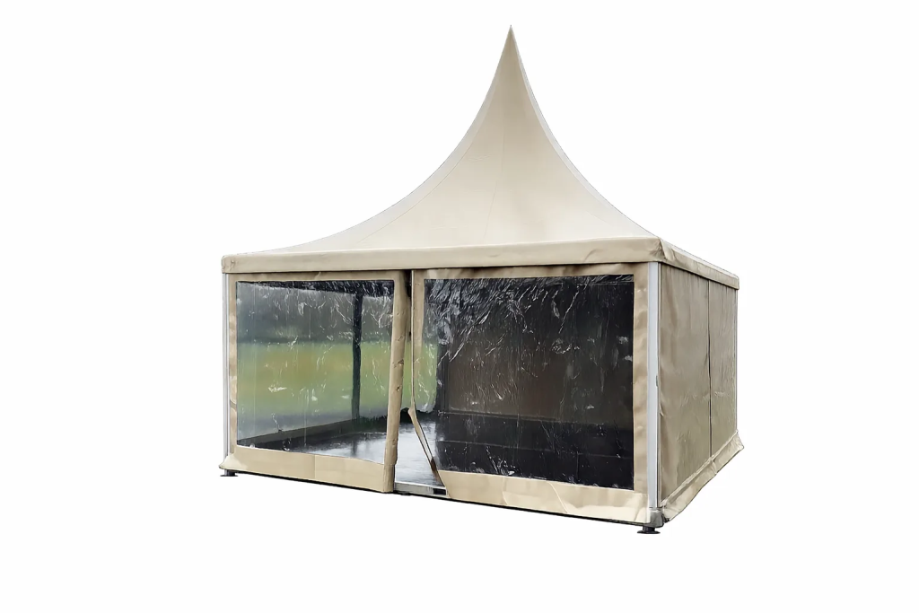 Pagodetent 5x5 Zand  incl. opbouw en zijwanden