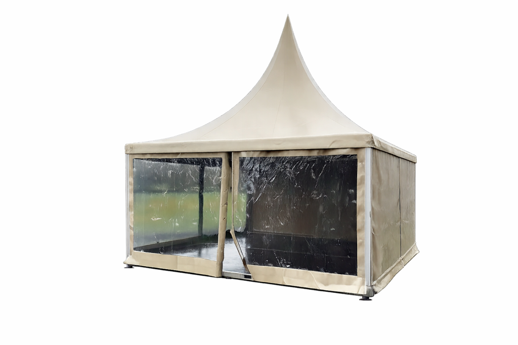 Pagodetent 5x5 Zand  incl. opbouw en zijwanden